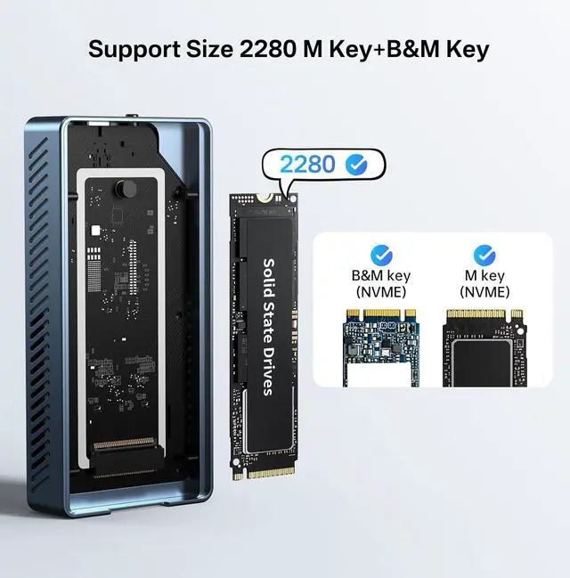 Alt view image 7 of 7 - ACASIS 40Gbps M.2 NVMe SSD Enclosure with Built-in Cooling Fan, Tool Free Installation, TBU 405 Pro for M1 M2 Pro/Max, Compatible with USB4/3.2/3.1/3.0/2.0, Support SSD Size 2280 B+M M-Key,TBU405ProM1
