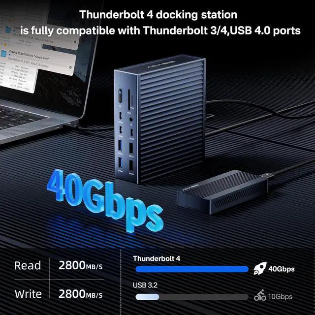 Alt view image 3 of 7 - ACASIS Thunderbolt 4 Dock - 21 Ports, 8K60Hz HDMI, 2.5 GbE Ethernet, SD/TF 4.0, 10Gbps USB C/A 3.2 Gen2, 3.5mm Audio, MacBook Docking Station Dual Monitor, 40Gbps Dock for Mac M1/M2/M3 Pro/Max