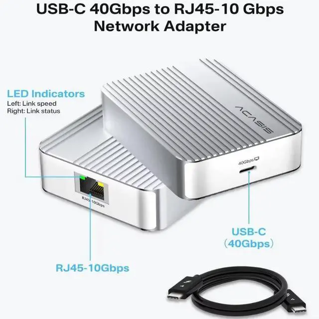 Alt view image 6 of 7 - Acasis USB4 to 10 Gigabit Ethernet Adapter Compatible with Thunderbolt 5/4/3