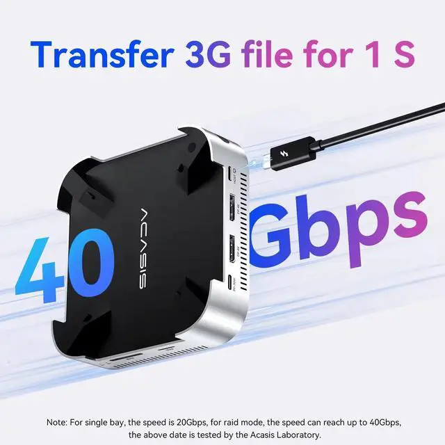 Alt view image 2 of 6 - Acasis Mac Mini Docking Station USB-C 40Gbps to DP 4K/144HZ Dual-bay NVME.2 SSD Slot PD 30W for Mac Mini M4/M4 Pro