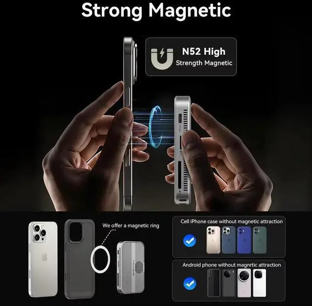 Alt view image 2 of 6 - Acasis 10Gbps Magnetic Docking Station & SSD Enclosure for iPhone 16 Series