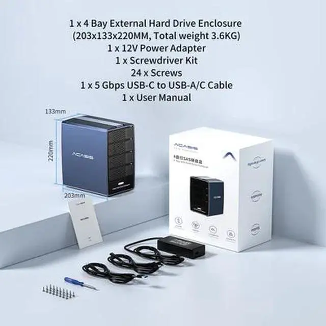Alt view image 6 of 6 - Acasis EC1003 4 Bay 2.5/3.5 Inch SAS/SATA to USB 3.0 Hard Drive Enclosure