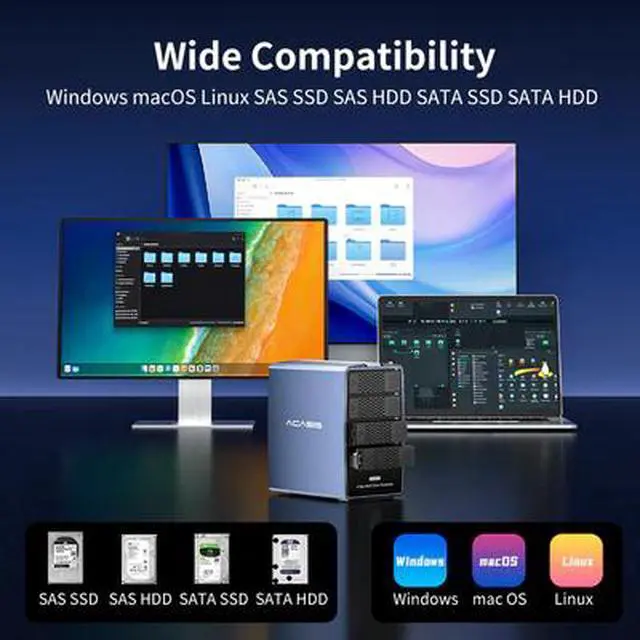 Alt view image 5 of 6 - Acasis EC1003 4 Bay 2.5/3.5 Inch SAS/SATA to USB 3.0 Hard Drive Enclosure