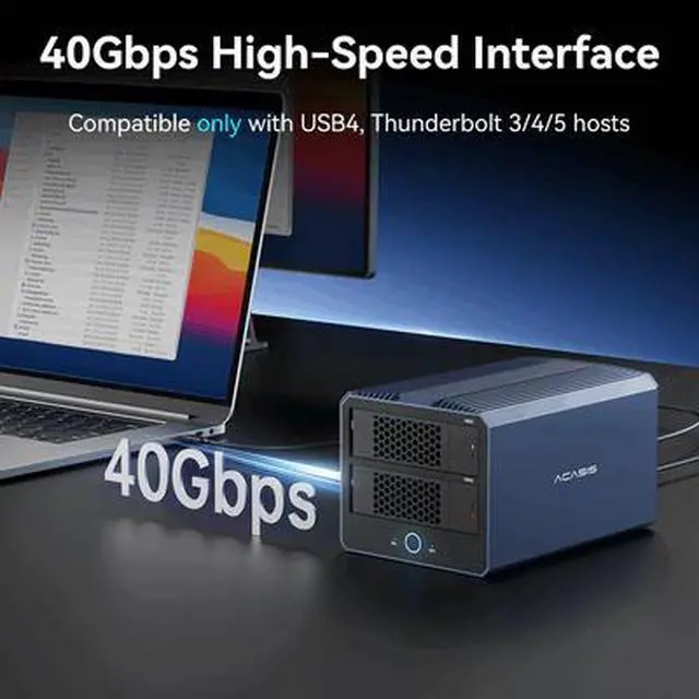 Alt view image 2 of 7 - Acasis 40Gbps 4-Bay Hybrid HDD NVMe Enclosure (2 HDD + 2 SSD)