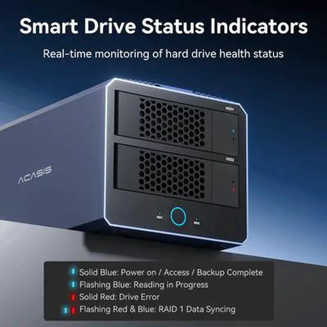 Alt view image 5 of 7 - Acasis 40Gbps 4-Bay Hybrid HDD NVMe Enclosure (2 HDD + 2 SSD)