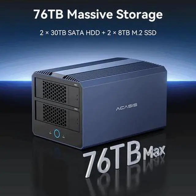 Alt view image 3 of 7 - Acasis 40Gbps 4-Bay Hybrid HDD NVMe Enclosure (2 HDD + 2 SSD)