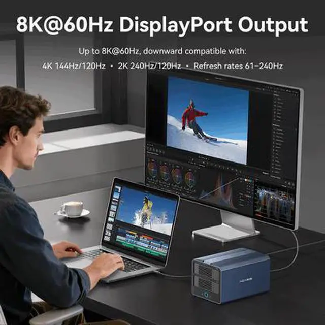 Alt view image 4 of 7 - Acasis 40Gbps 4-Bay Hybrid HDD NVMe Enclosure (2 HDD + 2 SSD)