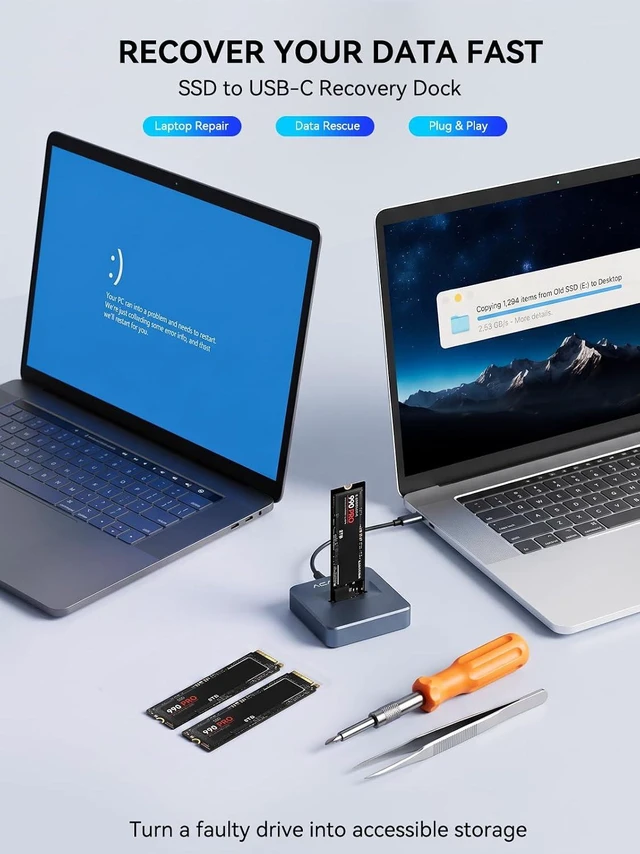 Alt view image 4 of 7 - ACASIS 10Gbps M.2 NVMe & SATA SSD to USB Docking Station, NVMe Reader