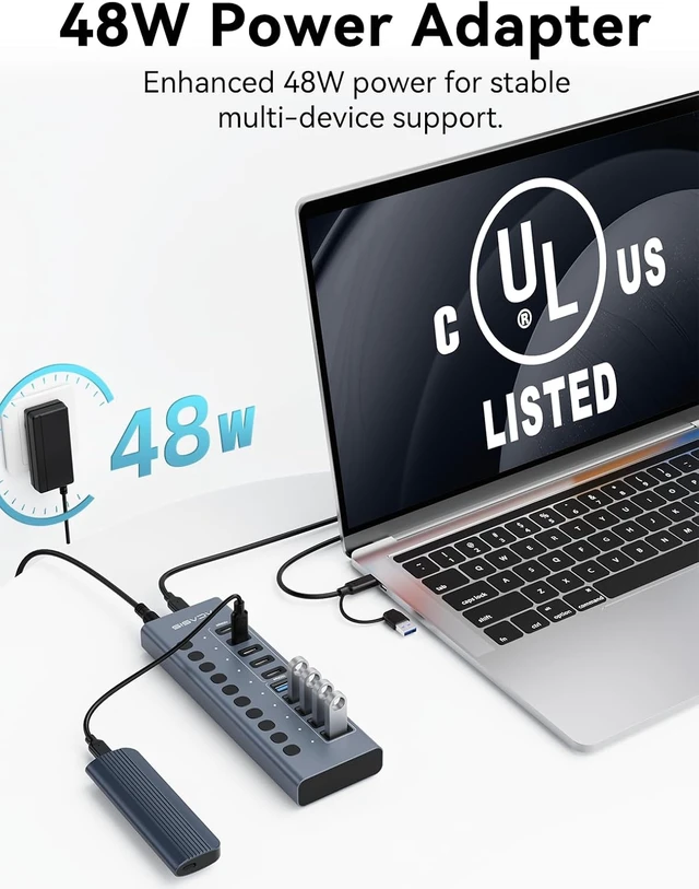 Alt view image 4 of 7 - ACASIS 10 Ports Powered USB 3.2 Hub (5 USB-A 3.2 +5 USB-C 3.2), 10Gbps