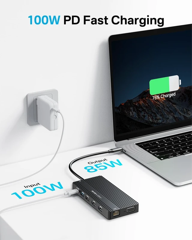 Alt view image 6 of 7 - Acasis 14 Ports 4K 60Hz USB C Docking Station with PD 100W Charging
