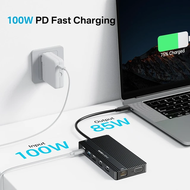 Alt view image 6 of 7 - ACASIS 14-in-1 4K 60Hz USB C Laptop Docking Station