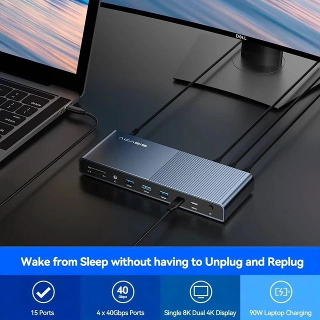 Alt view image 2 of 7 - Acasis 15-in-1 40Gbps Docking Station Compatible with Thunderbolt 4/3