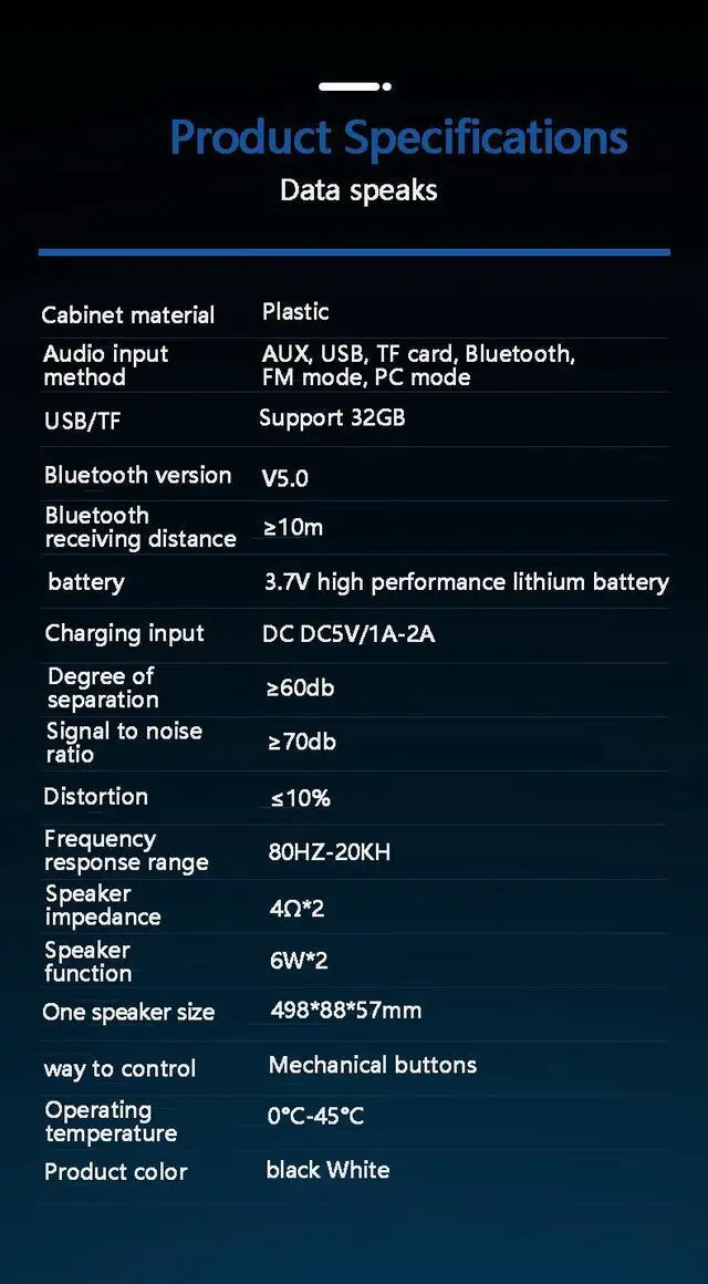 Alt view image 7 of 7 - AsoBeauty Bluetooth Speaker Wireless Game Speaker soundbar USB 3D Stereo Subwoofer AUX FM Home Clock Indoor Bluetooth Sound Bar Computer Loudspeaker 3600mAh (Luxury Black)