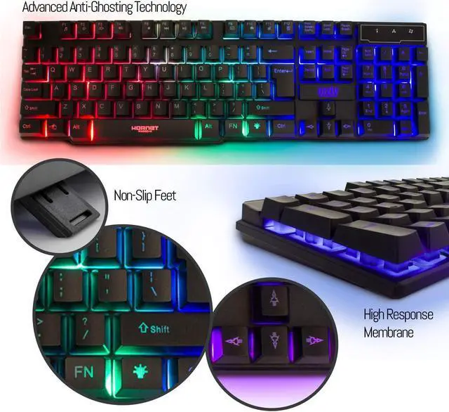 Alt view image 2 of 7 - Gaming Keyboard and Mouse and Mouse pad and Gaming Headset, Wired LED RGB Backlight Bundle for PC Gamers and Xbox and PS4 Users - 4 in 1 Edition Hornet RX-250