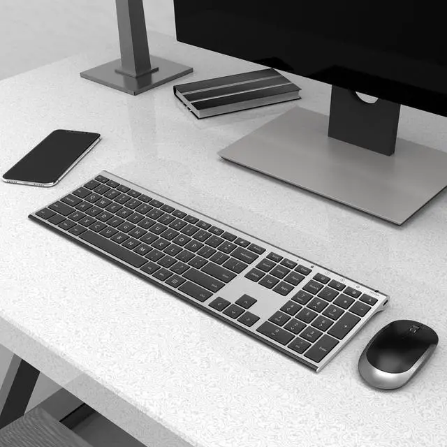 Alt view image 7 of 7 - Wireless Keyboard and Mouse, Vssoplor Rechargeable Quiet Full-Size Keyboard and Mouse Combo Set Ultra Slim Design for Laptop, PC, Notebook, Desktop-Dark Gray