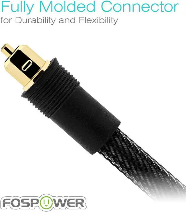 Alt view image 3 of 7 - F (4.6M/15FT) 24K Gold Plated Toslink Digital Optical Audio Cable (S/PDIF) - [Zero RFI & EMI Interference] Metal Connectors & Ultra Durable Nylon Braided Jacket
