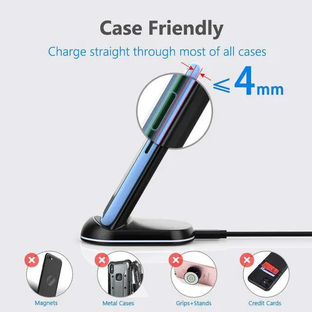 Alt view image 5 of 6 - Yootech [2 Pack] Wireless Charger 10W Max Wireless Charging Stand Compatible with iPhone 16/16 Plus/16 Pro Max/15/14/13/SE 2022/12/11/X/8 Galaxy S22/S21/S20/S10(No AC Adapter)