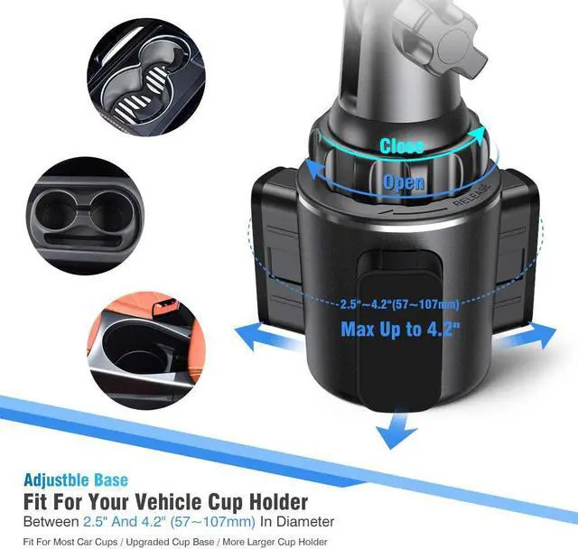 Alt view image 3 of 6 - Cup Holder Phone Mount for Car Universal Phone Holders for Your Car Long Neck Adjustable Car Cup Cell Phone Mount for iPhone  Google and All 4.0-7.0 inches Smartphones