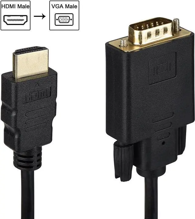 Alt view image 4 of 6 - HDMI to VGA Cable Gold-plated 1080P HDMI Male to VGA Male Active Video Adapter Converter Cord (3 Feet/1 Meter)