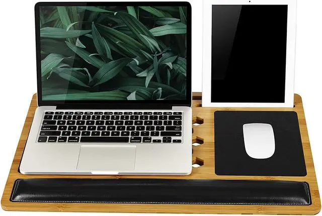 Main image of BamBoard Pro Lap Desk with Wrist Rest Mouse Pad and Phone Holder - Natural Bamboo - Fits up to 17.3 Inch Laptops and Most Tablets - Style No. 77101