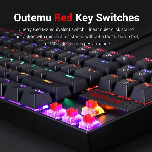 Alt view image 4 of 7 - South City Mall K552 Mechanical Gaming Keyboard RGB LED Rainbow Backlit Wired Keyboard with Red Switches for Windows Gaming PC (87 Keys, Black)