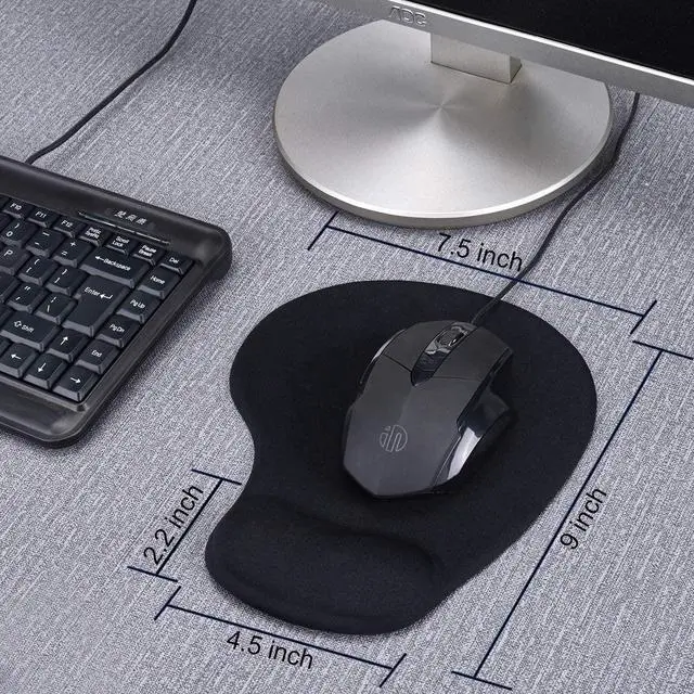 Alt view image 2 of 7 - JIKIOU 2 Pack Mouse Pad Ergonomic Mouse Pad with Gel Wrist Rest Support Comfortable Wrist Rest Mouse Pad with Non-Slip PU Base for Computer Laptop Home Office Travel Small Size 9 x 7.5 inch Black