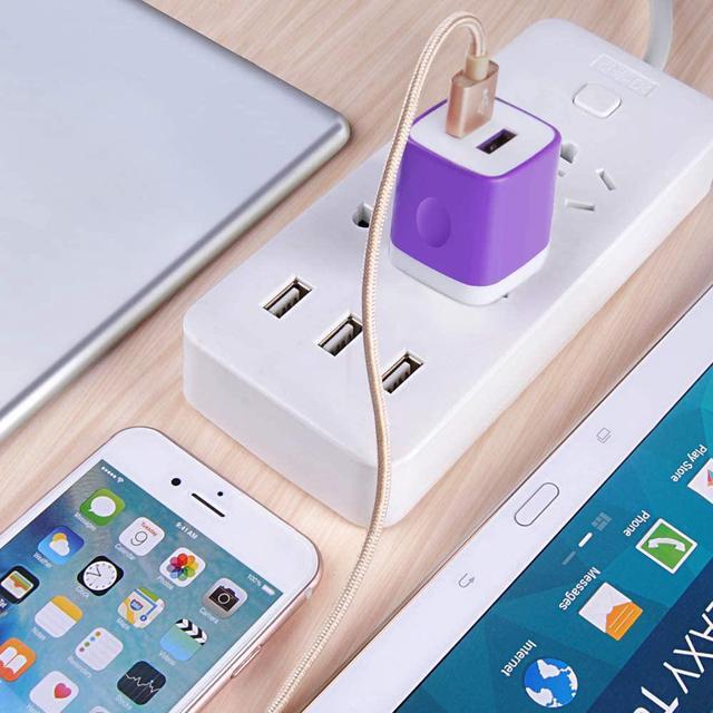 Alt view image 6 of 6 - USB Charger Plug,Wall Charger,Charging Block,5-Pack 2.1A/5V Portable Power Cube Charger Adapter Compatible for iPhone 15/14/13/12/11 Pro Max/Xs Max/XR/8/7/6S/6,Samsung Galaxy S24 S23 S22 S21,LG,Moto