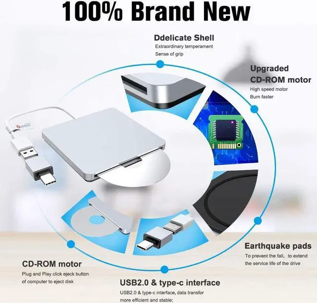 Alt view image 2 of 4 - External CD DVD Drive USB Type C Burner Slot-in Portable Ultra Slim CD RW Drive Burner Superdrive Compatible for MacBook Pro Air iMac Laptop Notebook
