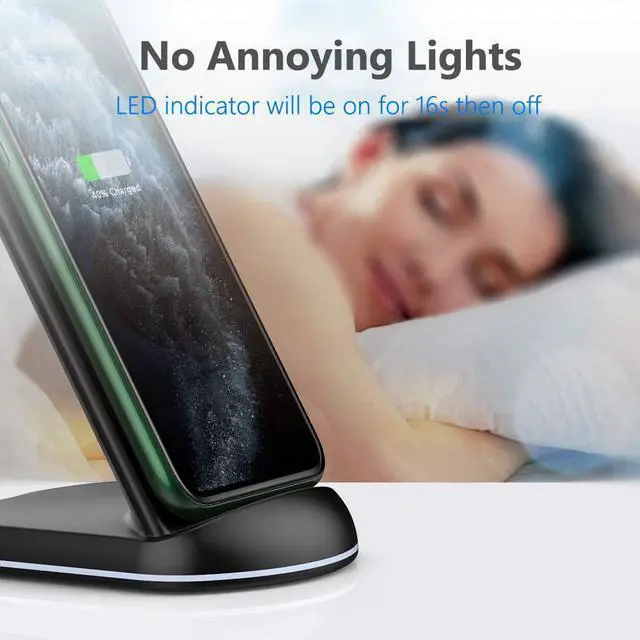 Alt view image 5 of 6 - Yootech Wireless Charger 10W Max Wireless Charging Stand Compatible with iPhone 16/16 Plus/16 Pro Max/15/15 Plus/15 Pro Max/14/13/SE 2022/12/11/X/8 Galaxy S22/S21/S20/S10(No AC Adapter)