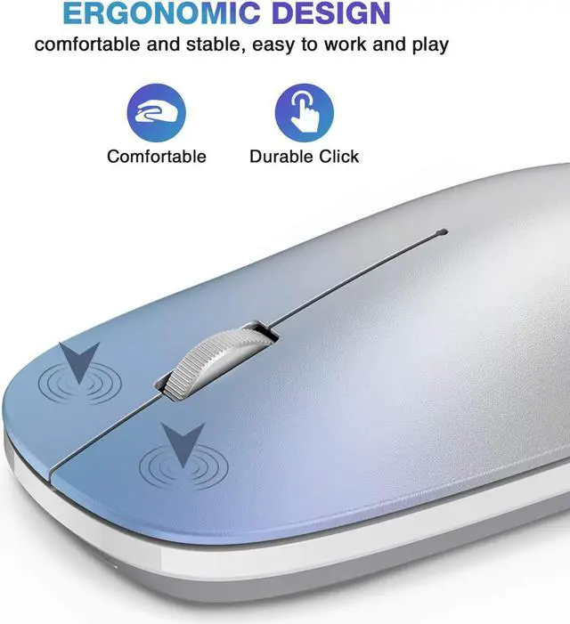 Alt view image 2 of 7 - Bluetooth Mouse for iPad and iPhone (iPadOS 13 / iOS 13 and Above), Ultra-Thin Wireless Mouse Compatible with Bluetooth Enabled Computer, Laptop, PC, Notebook, and Mac Series (Silver)