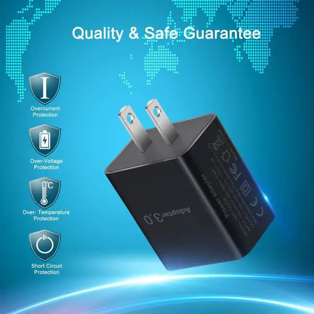 Alt view image 5 of 7 - USB Wall Charger, Besgoods 5V 3A Fast Charging Block 3.0 Power Adapter 18W Compatible with Wireless Charger iPhone 16 15 14 Pro Max Galaxy S24 S23 Ultra 22 21 20 A03s Android Camping Fan, 2Pack