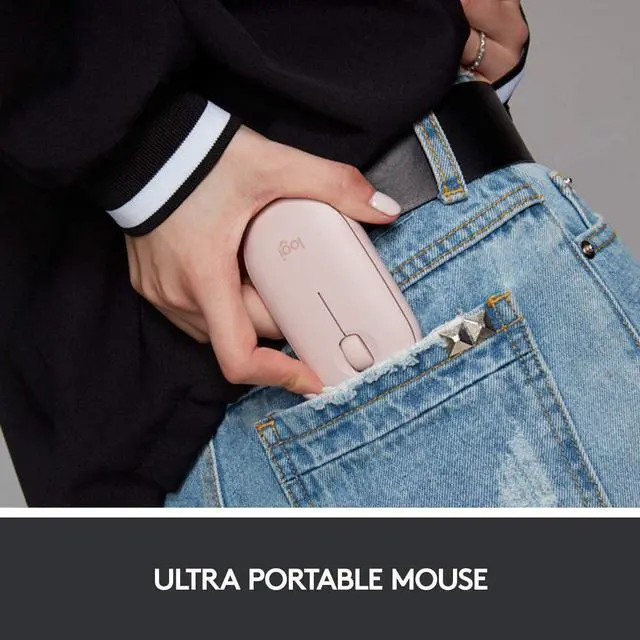 Alt view image 4 of 7 - Pebble M350 Wireless Mouse with Bluetooth or USB - Silent Slim Computer Mouse with Quiet Click for iPad Laptop Notebook PC and Mac - Pink Rose