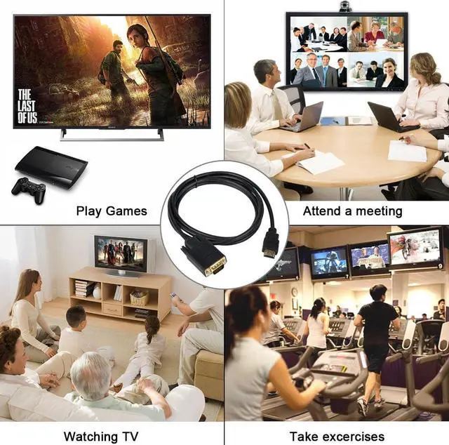 Alt view image 6 of 6 - HDMI to VGA Cable Gold-plated 1080P HDMI Male to VGA Male Active Video Adapter Converter Cord (3 Feet/1 Meter)