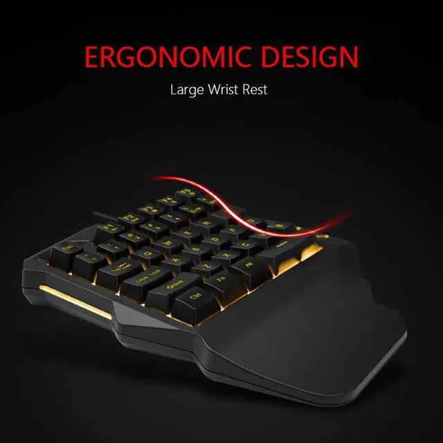 Alt view image 7 of 7 - RedThunder One Handed Gaming Keyboard RGB Backlit 35 Keys Portable Mini Gaming Keypad Ergonomic Game Controller for PC Gamer