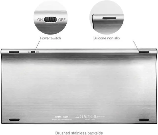 Alt view image 2 of 7 - Arteck Bluetooth Keyboard and Mouse Combo Ultra Compact Slim Stainless Full Size Keyboard and Ergonomic Mice for Computer/Desktop/PC/Laptop/Surface and Windows 10/8/7 Built in Rechargeable Battery
