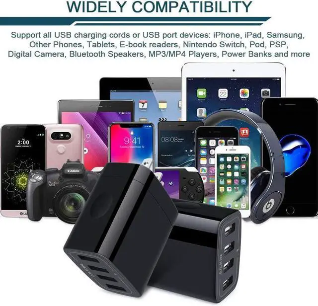 Alt view image 6 of 7 - Wall Charger USB Charger Adapter 4.8A 4Multi Port Fast Charging Station Power Base Block Plug Cube Brick for iPhone 15 14 SE 13 12 11Pro Max/XR/XS/8Plus  A14/A13/S23/S22 Kindle Plug