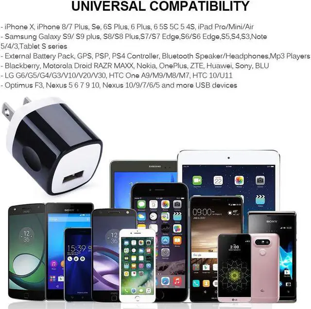 Alt view image 6 of 7 - Wall Adapter USB Wall Charger 6 Pack 1A 5V Single Port USB Plug Power Adapter Compatible iPhone 14 Plus 13 12 11 Xs XR X 8  Galaxy S22 Ultra S22+ S22 A21 S10e S9 Note 20 Google Pixel 6
