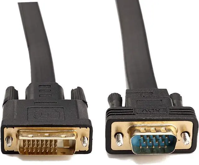 Main image of CableDeconn Active DVI-D Dual Link 24+1 Male to VGA Male Video with Flat Cable Adapter Converter 2M
