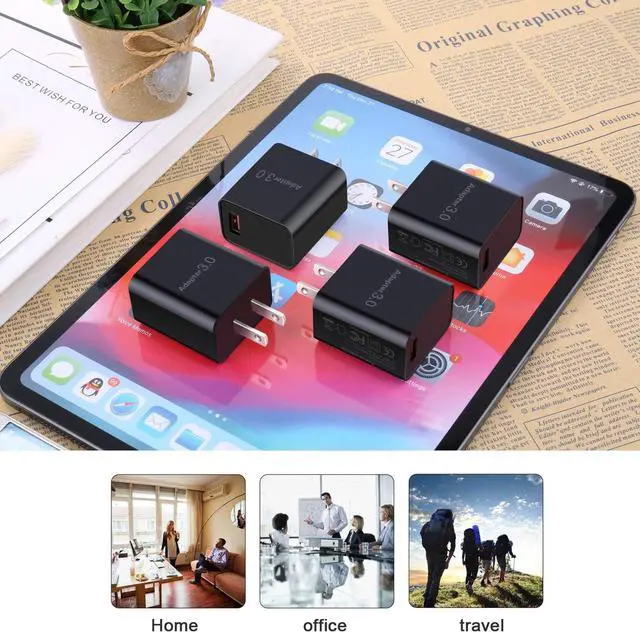 Alt view image 5 of 6 - Fast Charge 3.0 USB Wall Charger [4-Pack] 5V 3A Fast Charging Block 18W QC Power Adapter for Wireless Charger Stand Compatible with iPhone 16 15 14 Pro Max Galaxy S24 S23 Ultra 22 21 20 A03s