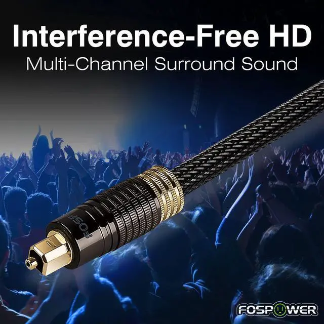 Alt view image 2 of 7 - F (4.6M/15FT) 24K Gold Plated Toslink Digital Optical Audio Cable (S/PDIF) - [Zero RFI & EMI Interference] Metal Connectors & Ultra Durable Nylon Braided Jacket