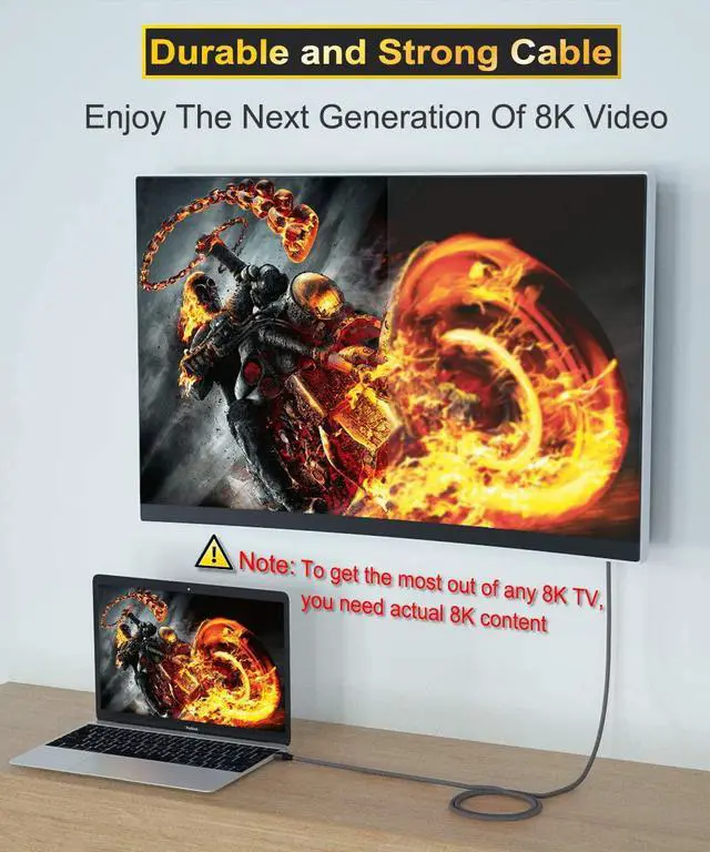 Alt view image 3 of 7 - 8K 60Hz HDMI Cable 10FT (2 Pack)48Gbps 7680P Ultra High Speed HDMI 2.1 Cord for Apple TVRokuSamsung QLEDSony LG PlaystationPS5PS4Xbox One Series XHDMI 2.0/4K 120Hz Compatible