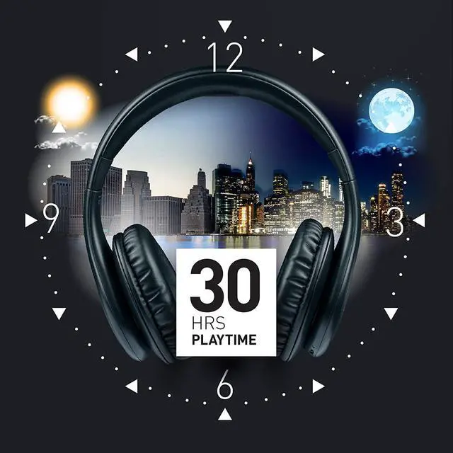 Alt view image 2 of 7 - iJoy ISO Bluetooth 5.0 Wireless Over Ear Foldable Stereo Headphones with 30 Hours Battery and Built-in Microphone, (Matte Black)