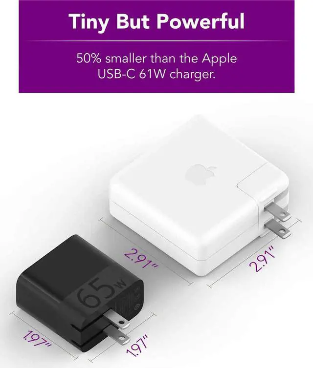 Alt view image 5 of 7 - ZMI zPower Turbo 65W USB-C PD Laptop Charger Power Adapter Compatible with Laptops Chargeable via USB-C (Not Compatible with Legacy Models with Barrel Charging Ports) - Black