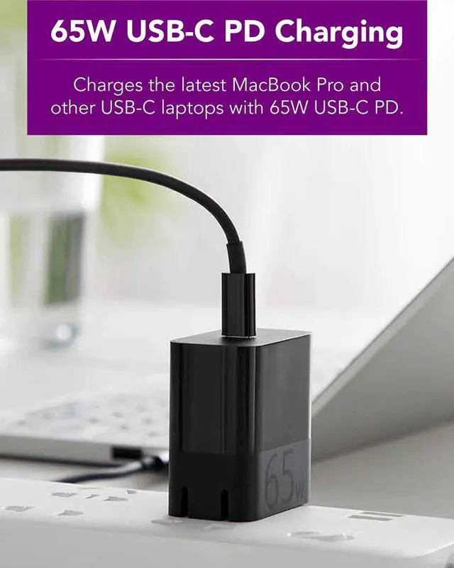 Alt view image 4 of 7 - ZMI zPower Turbo 65W USB-C PD Laptop Charger Power Adapter Compatible with Laptops Chargeable via USB-C (Not Compatible with Legacy Models with Barrel Charging Ports) - Black
