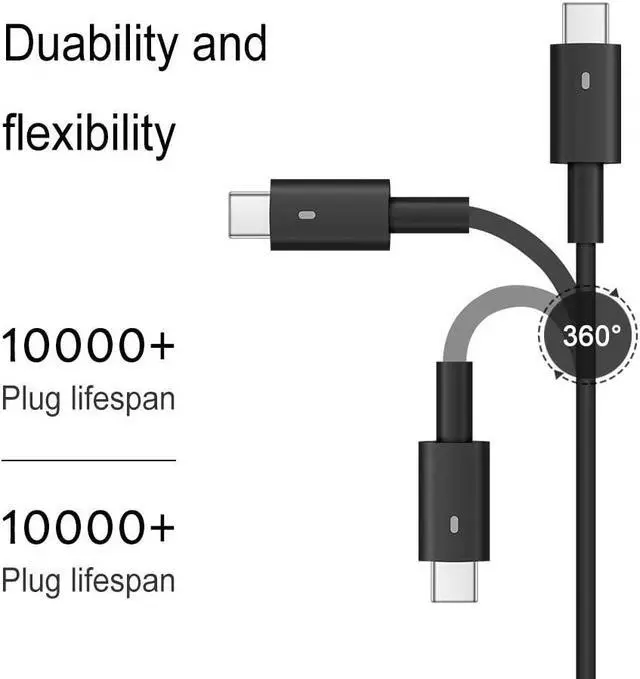 Alt view image 2 of 7 - USB-C Laptop Charger 65W 45W for Dell XPS 12 9250 XPS 13 9350 9360 9365 9370 9380, Latitude 7370 7280 7480 5480 7275 5290 7490 LA65NM170 2YKOF with Type c(USB-C/USBC) Tip AC Adapter Power Supply