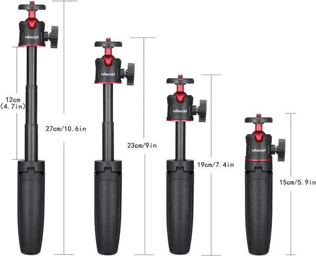 Alt view image 2 of 6 - Black Mini Tripod for Camera, 1/4" Screw Universal for Sony/Canon/Nikon/Fujifilm Vlog Camera, Extendable Handheld Portable Vlogging Tripod Mount, Video Shooting Filming Table Stand