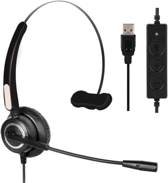 Main image of Computer USB Headset Call Center Headset with Microphone Noise Cancelling Wired Business Headset for Skype/PC/Laptop/Mac Business Black