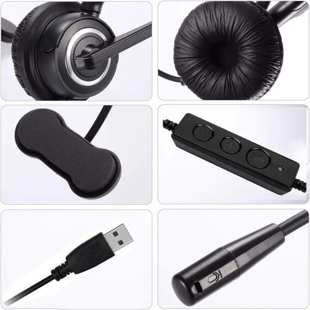 Alt view image 4 of 7 - Computer USB Headset Call Center Headset with Microphone Noise Cancelling Wired Business Headset for Skype/PC/Laptop/Mac Business Black