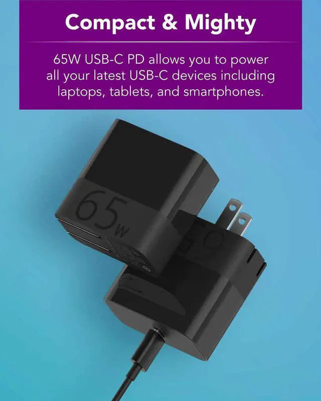 Alt view image 3 of 7 - ZMI zPower Turbo 65W USB-C PD Laptop Charger Power Adapter Compatible with Laptops Chargeable via USB-C (Not Compatible with Legacy Models with Barrel Charging Ports) - Black