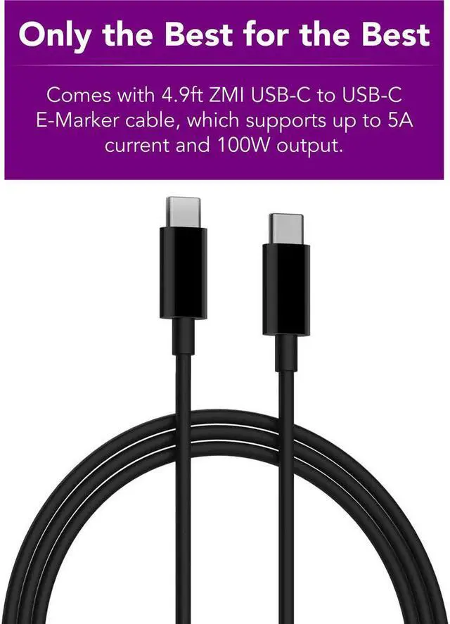 Alt view image 7 of 7 - ZMI zPower Turbo 65W USB-C PD Laptop Charger Power Adapter Compatible with Laptops Chargeable via USB-C (Not Compatible with Legacy Models with Barrel Charging Ports) - Black
